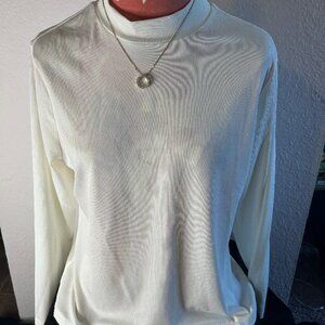 Shein Curve Mockneck Long Sleeve Ribbed Blouse size 1XL in color cream